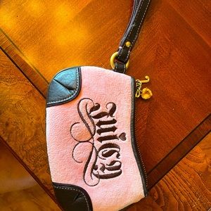 Juicy Couture Pink Suede Signature Clutch Wallet